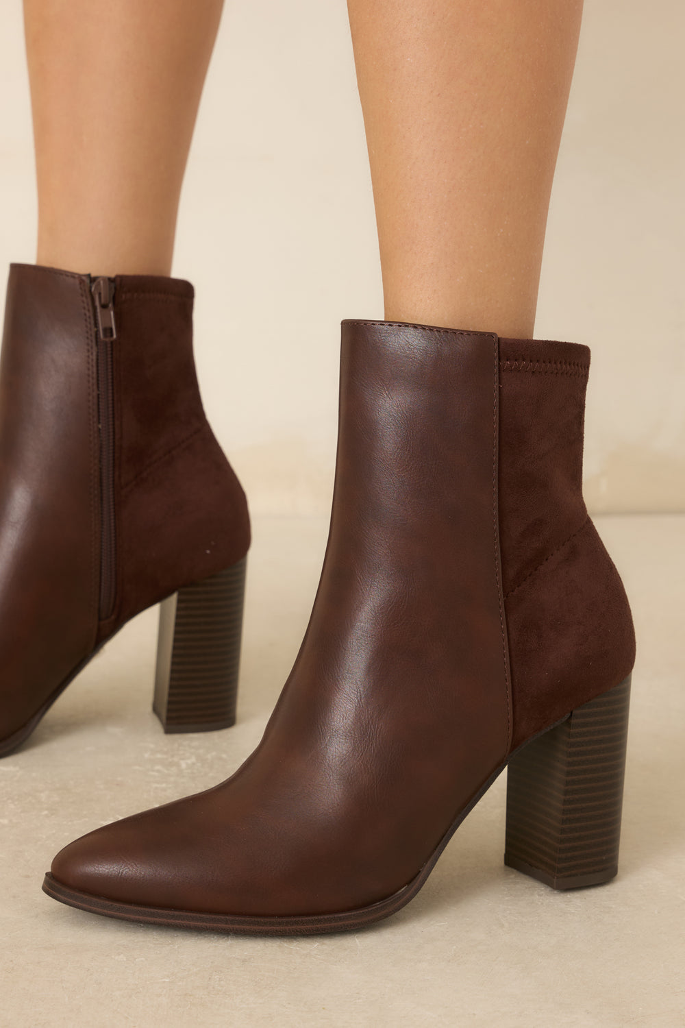 Brown-Ankle-Boots-With-Faux-Leather-And-Block-Heel