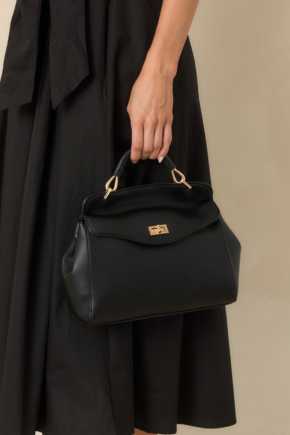Brown-Faux-Leather-Handbag-With-Twist-Lock