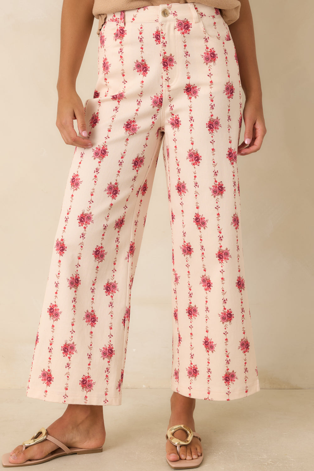 Cotton-Blend-Pants-Rose-Bouquet-Vine-Print