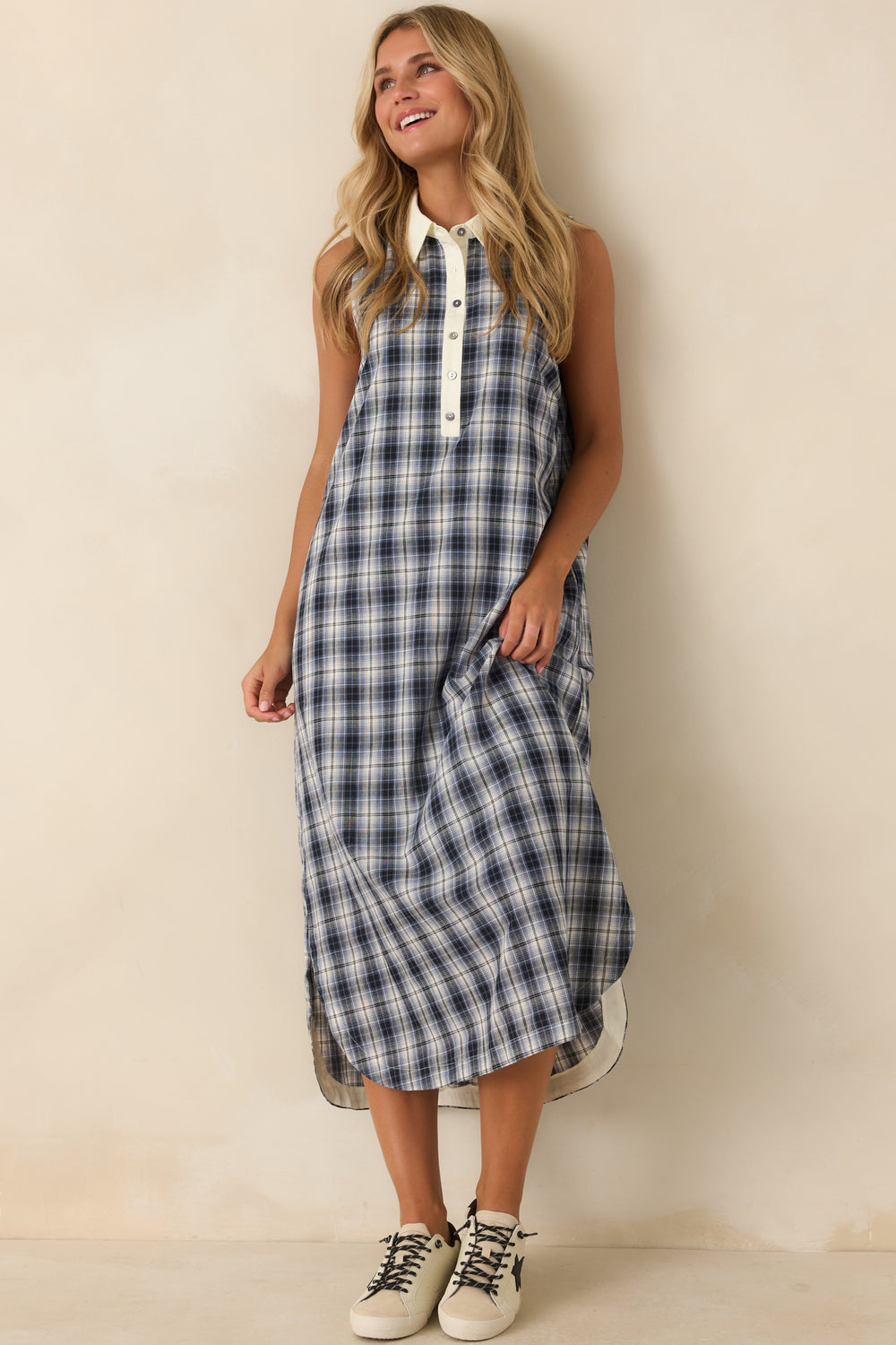Cotton-Collared-Button-Front-Dress