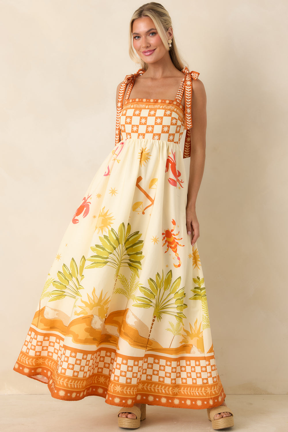 Cotton-Maxi-Dress-Featuring-Mixed-Pattern-Detailing-And-Statement-Border