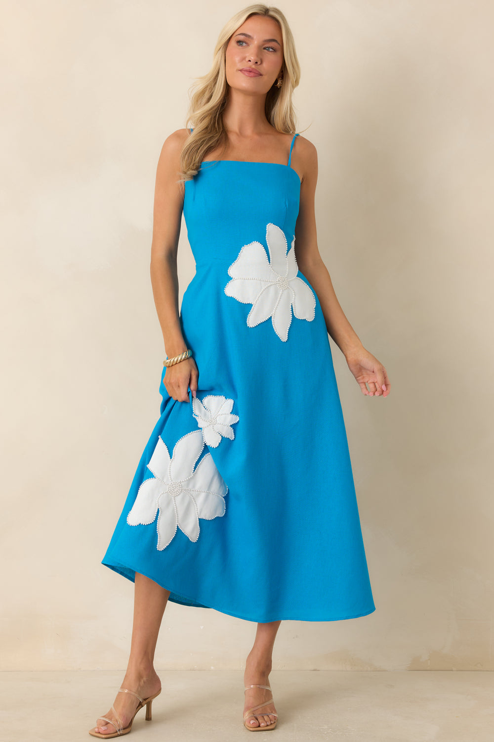 Fitted-Bodice-Linen-Blend-Midi-Dress-With-Side-Pockets