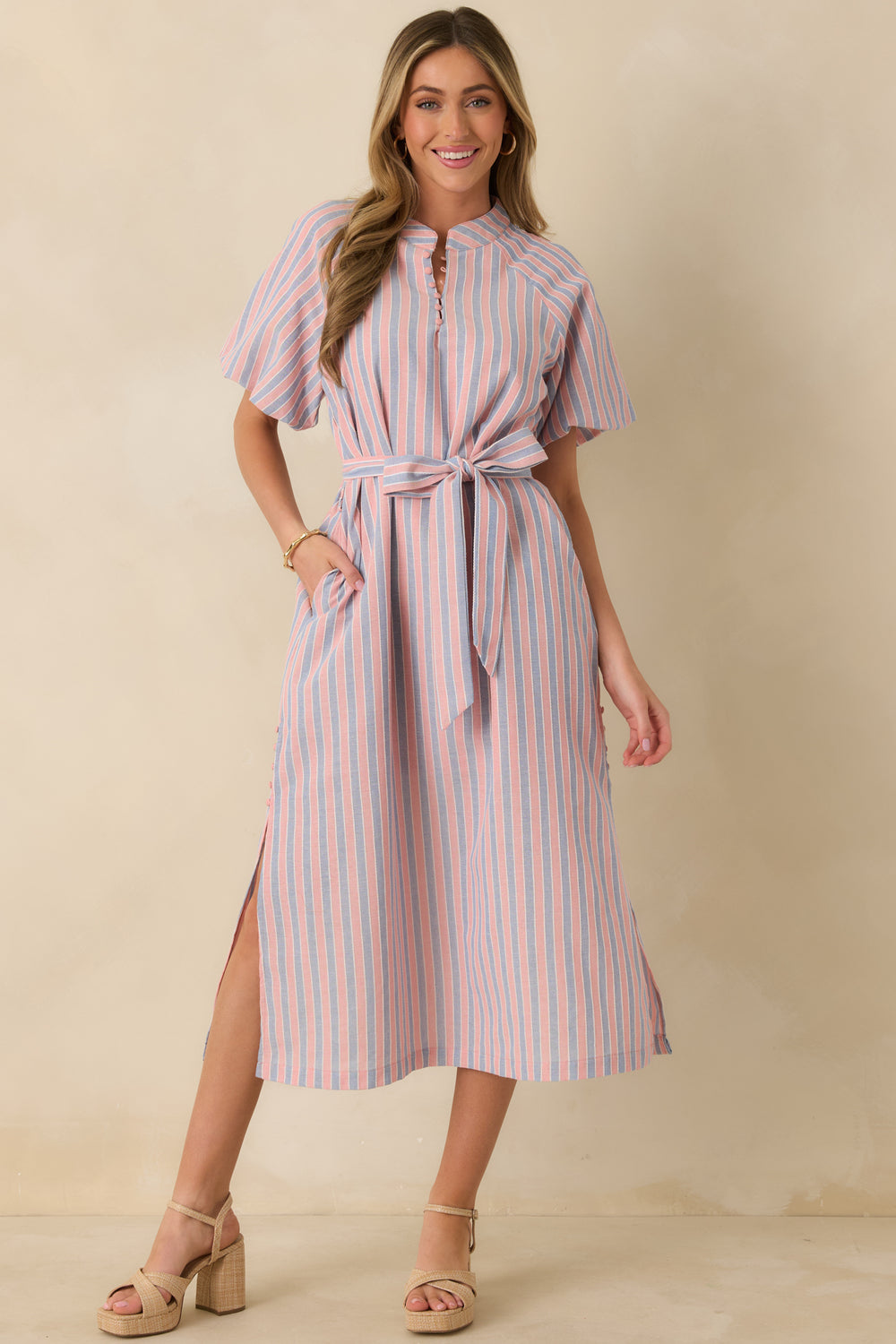 Front-View-Showcasing-The-Clean-Silhouette-And-Self-Tie-Belt