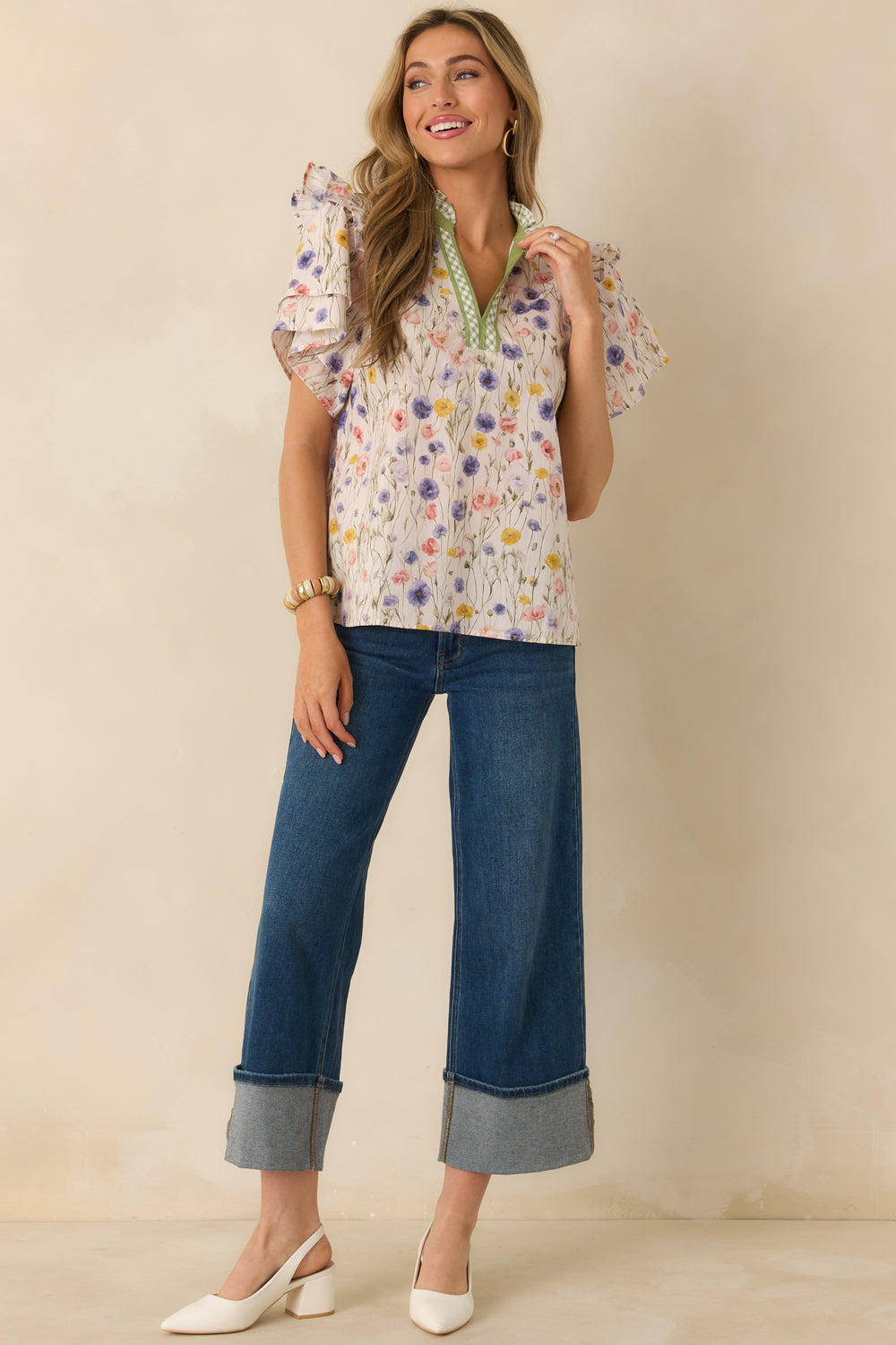 Ivory-Cotton-Blouse-With-Multicolor-Floral-Print