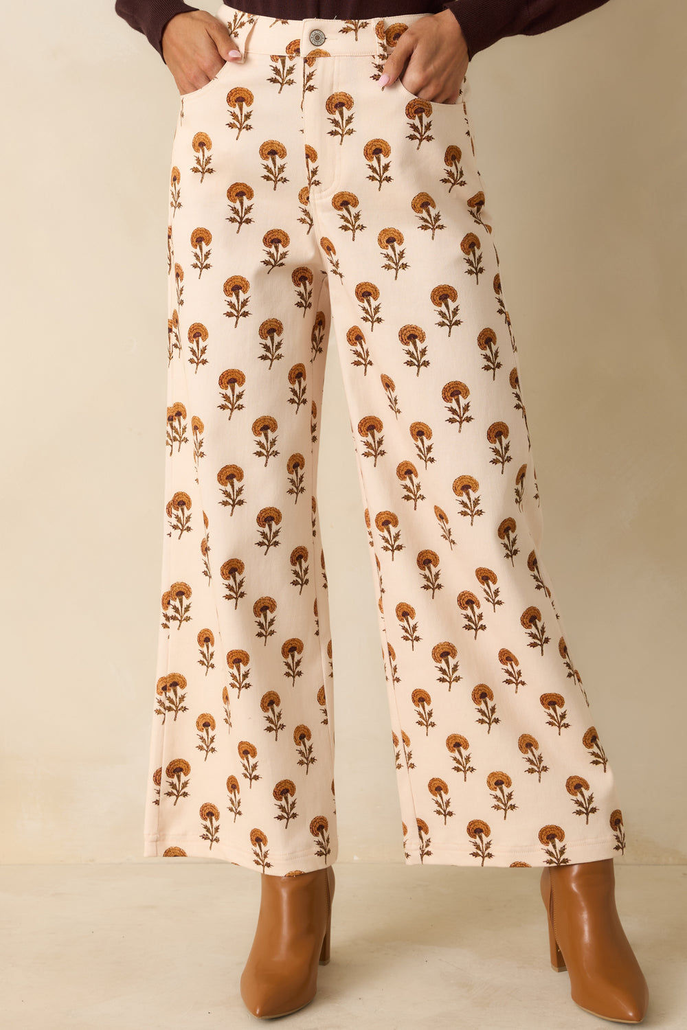 Ivory-Wide-Leg-High-Rise-Marigold-Print-Button-Zip-Pockets