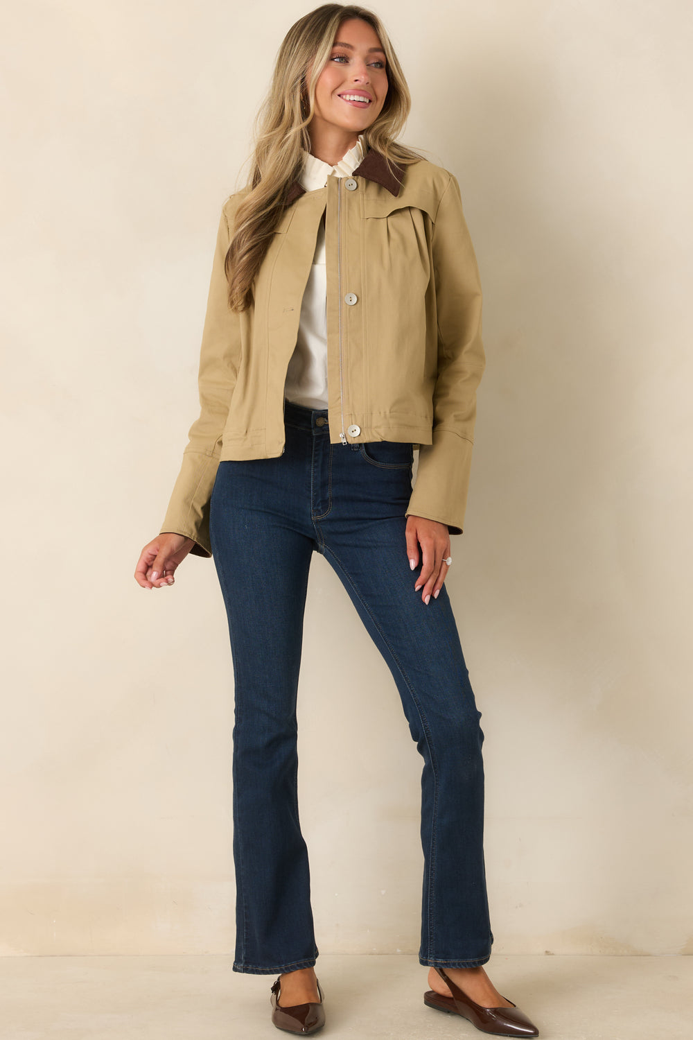 Pleated-Khaki-Zip-Front-Jacket