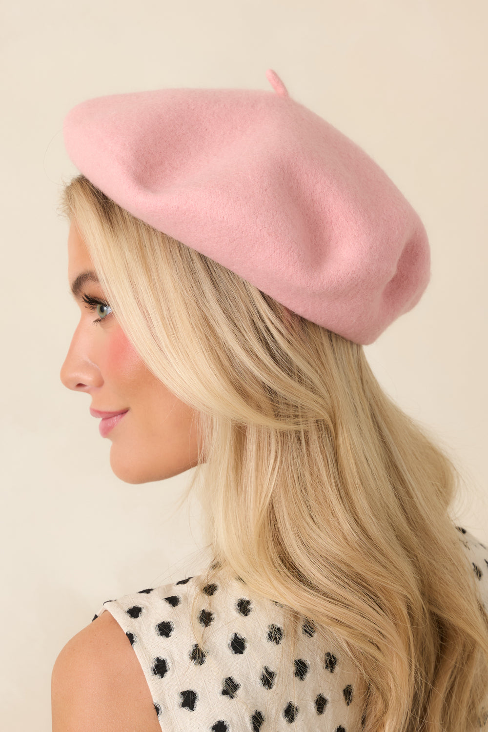 Rose-Pink-Wool-Beret-Classic-Shape