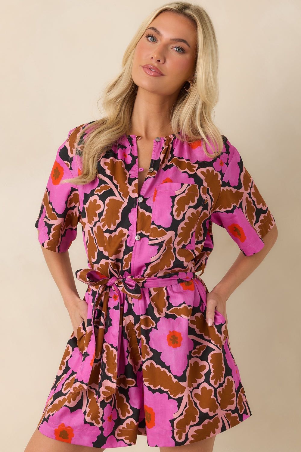 Self-Tie-Waist-Floral-Romper