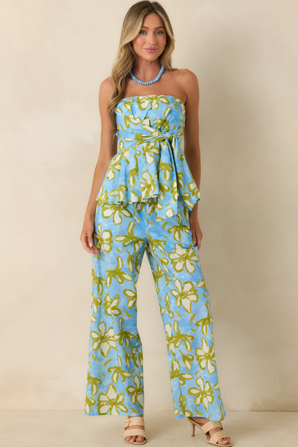 Strapless-Floral-Top-Featuring-Olive-Green-And-Ivory-Tones