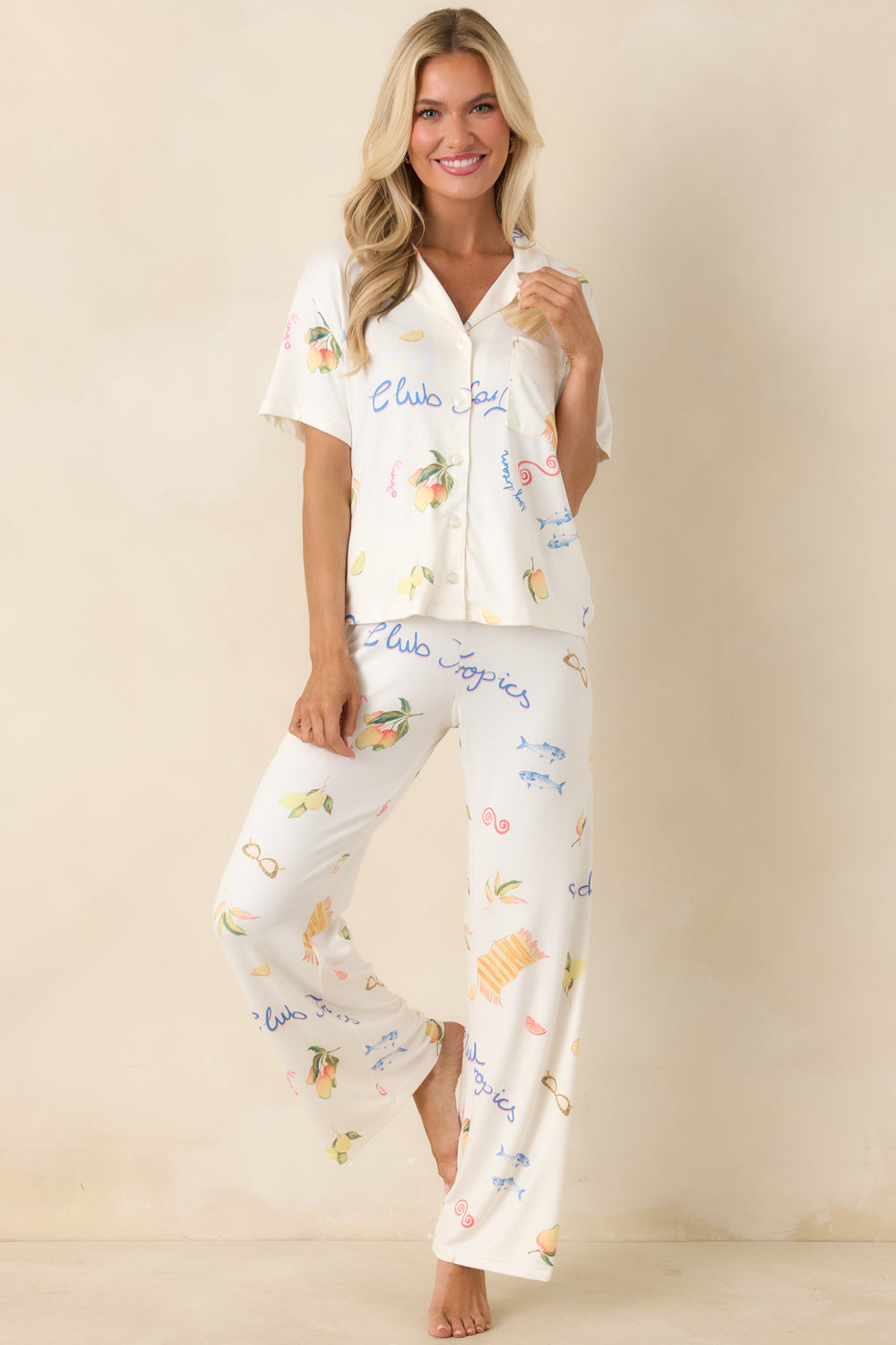 Vanilla-Ice-Silky-Pajama-Top-With-Tropical-Inspired-Print