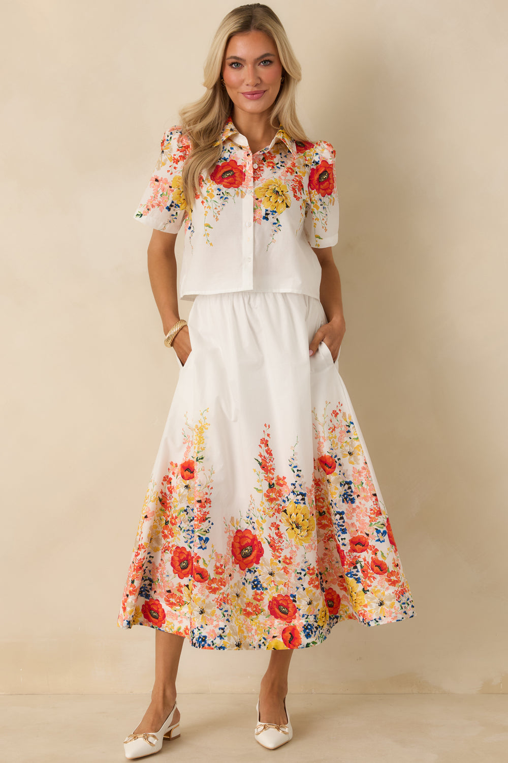 White-Cotton-Short-Sleeve-Top-Relaxed-Fit-Button-Down-Floral-Print