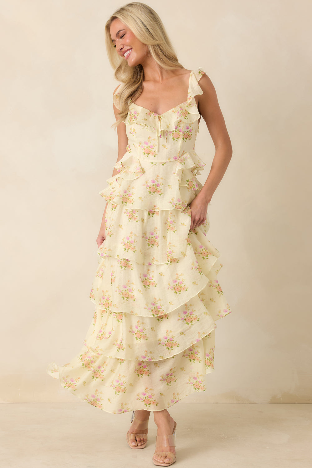 Yellow-Floral-Maxi-Dress-With-Bow-Neckline