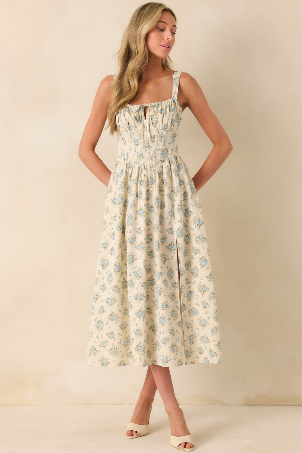 blue-floral-sweetheart-midi-dress-angled-pose